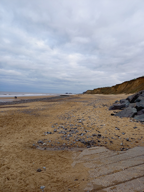 east runton beach, north norfolk. Looking from east runton gap to Cromer Pier